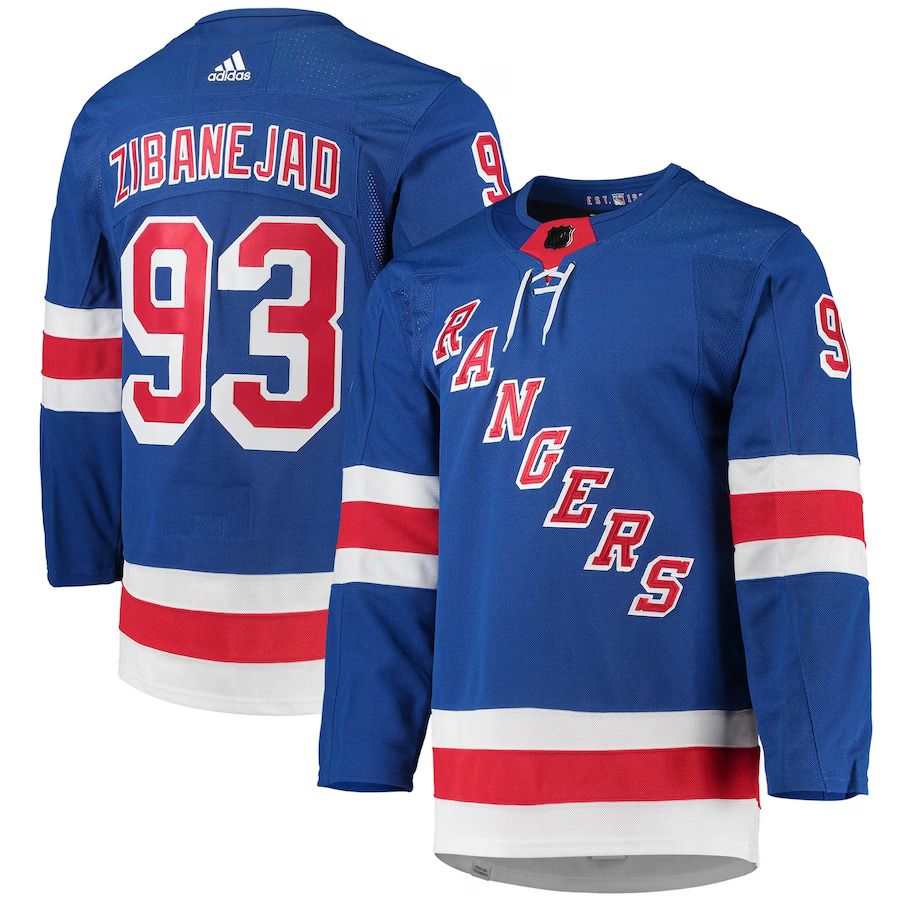 Men New York Rangers #93 Mika Zibanejad adidas Blue Home Primegreen Authentic Pro Player NHL Jersey